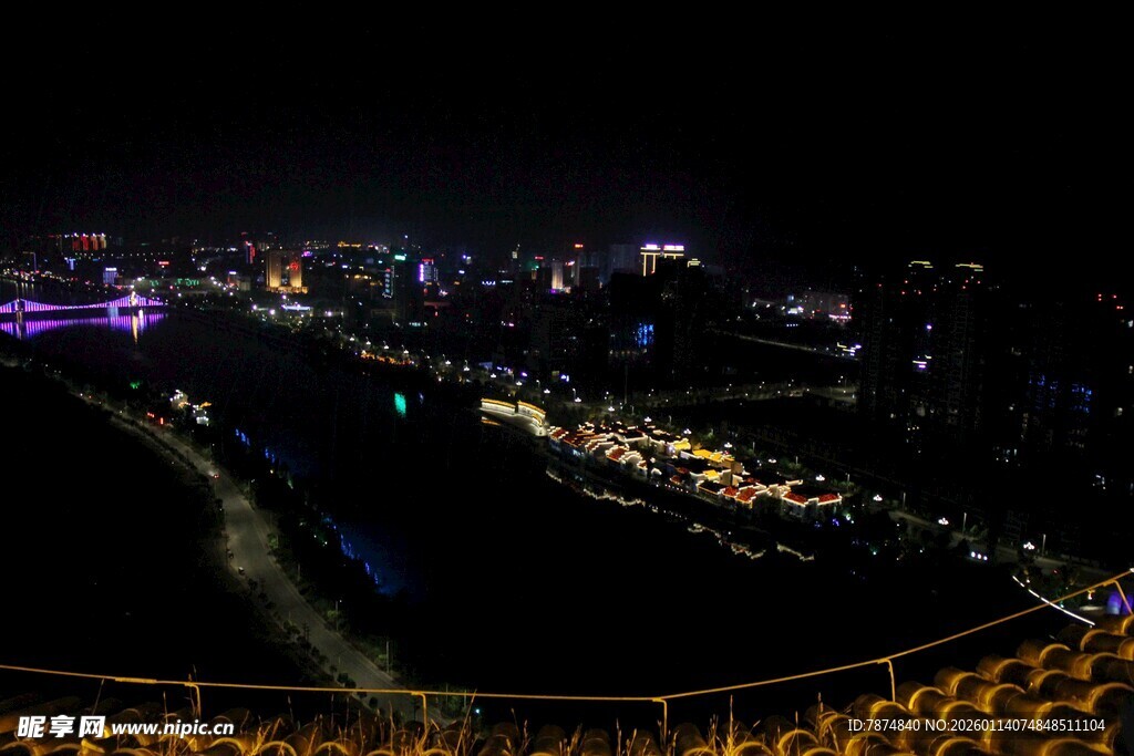 城市璀璨夜景俯瞰图