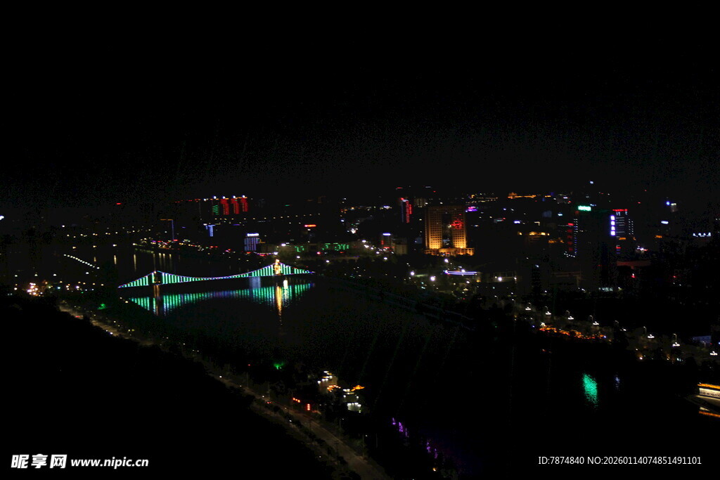 城市璀璨夜景俯瞰图