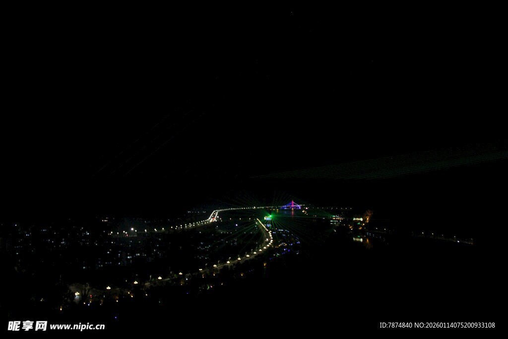 夜晚城市灯光夜景俯瞰