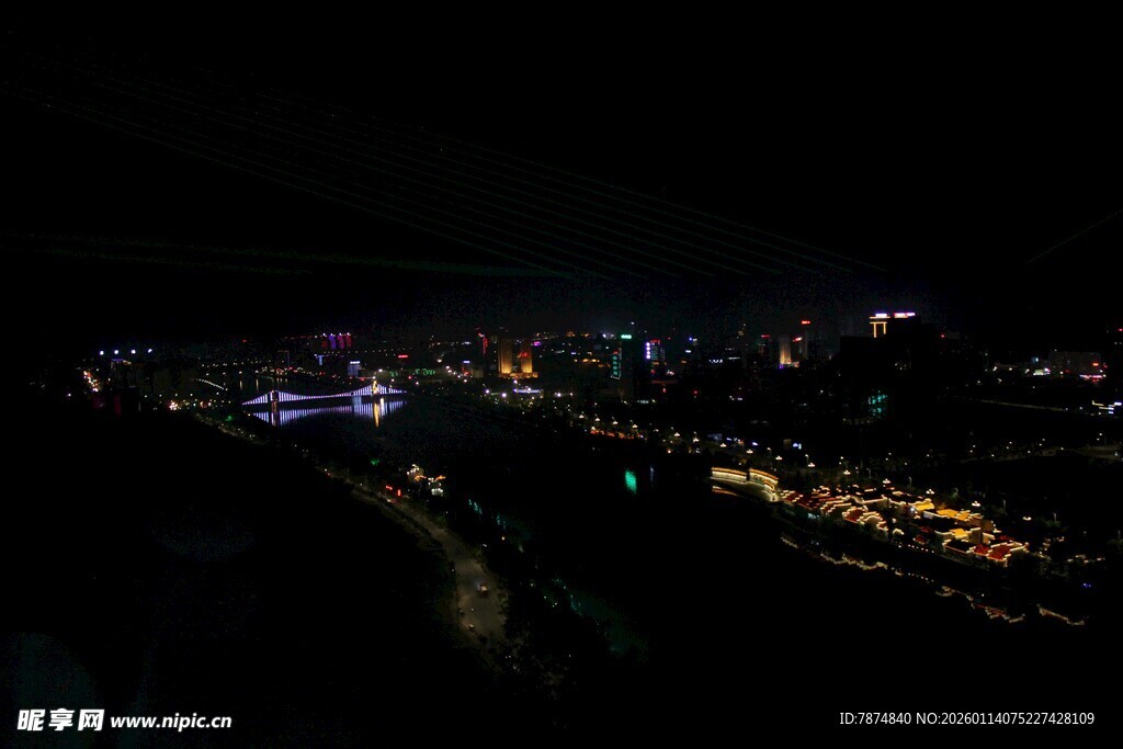 城市夜景俯瞰美丽灯光秀