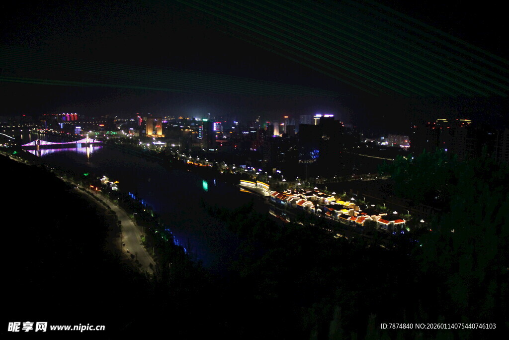 城市璀璨夜景俯瞰图