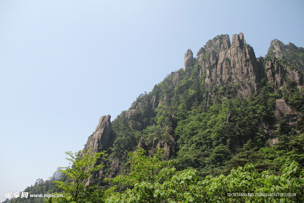 峻峭山峰覆绿植
