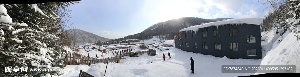 冬日雪景中的建筑景观