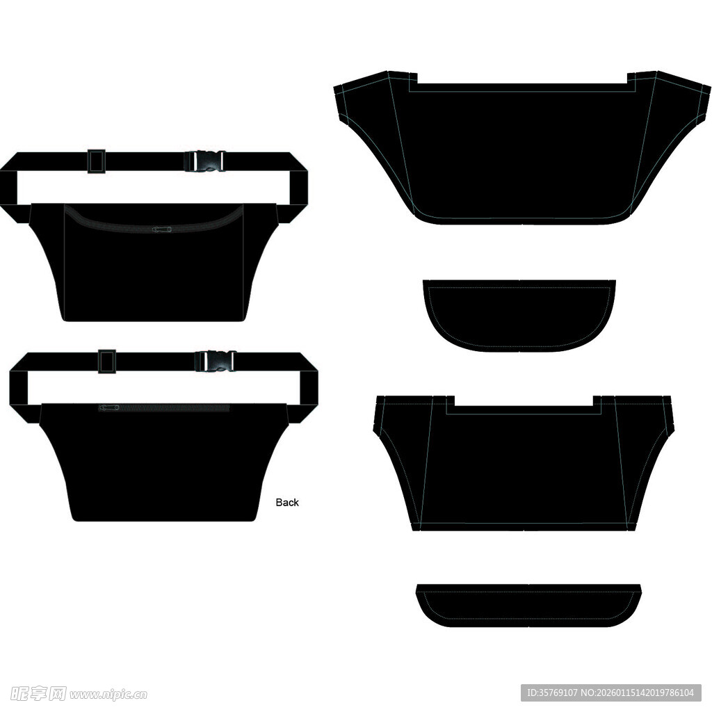 黑色简约挎包设计图