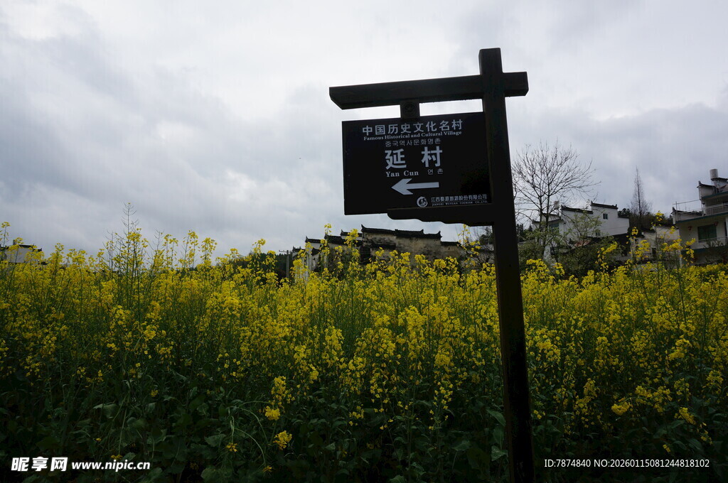 田野中的指示牌