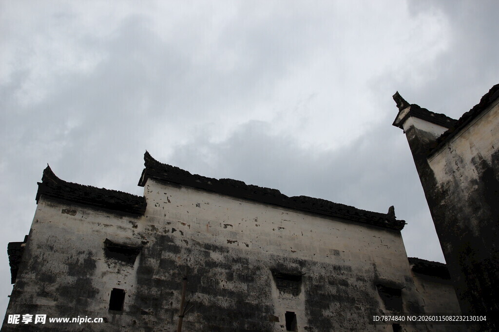 古老徽派建筑屋顶