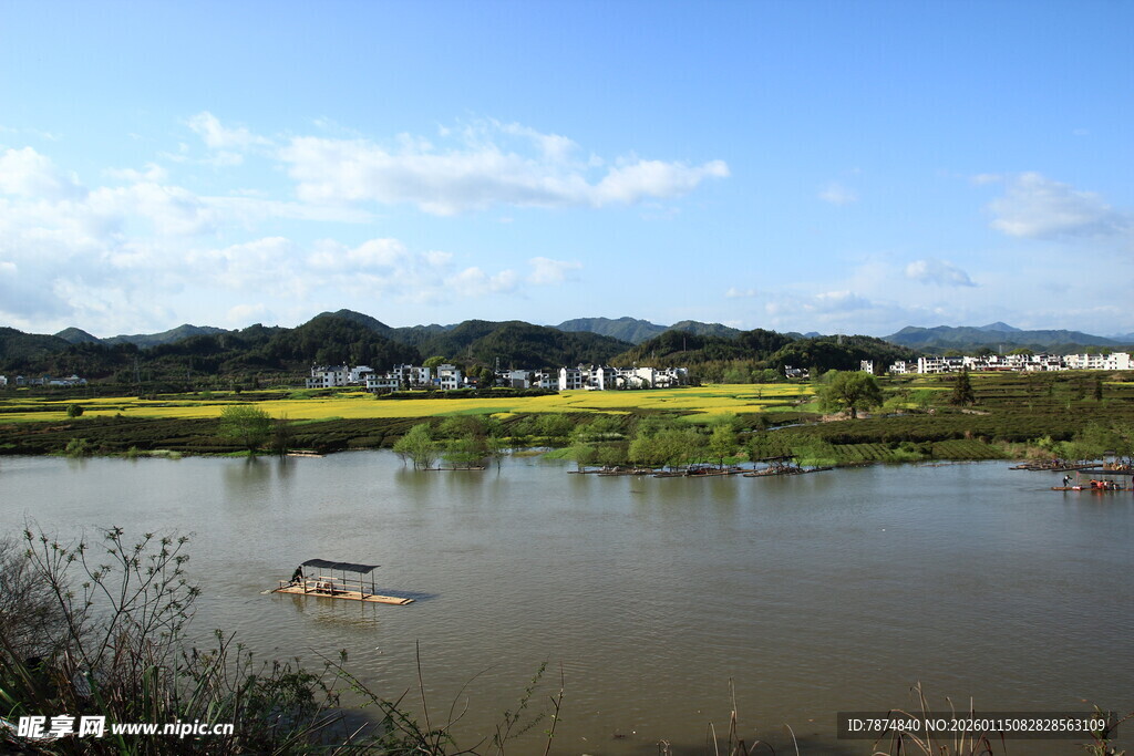 乡村河畔风光美景
