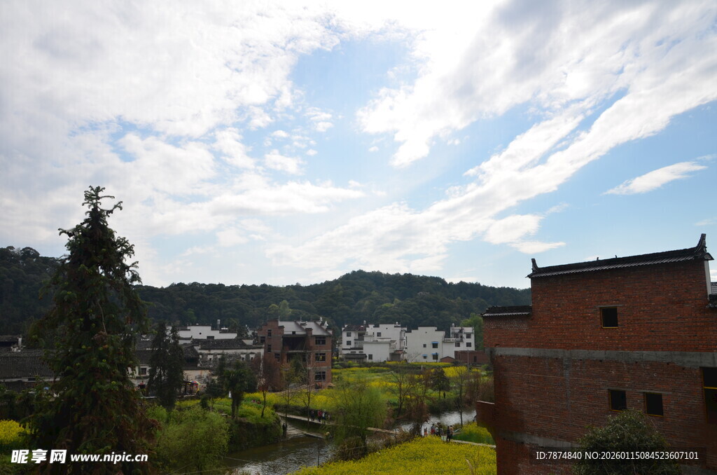 乡村风光 蓝天白云下的景致