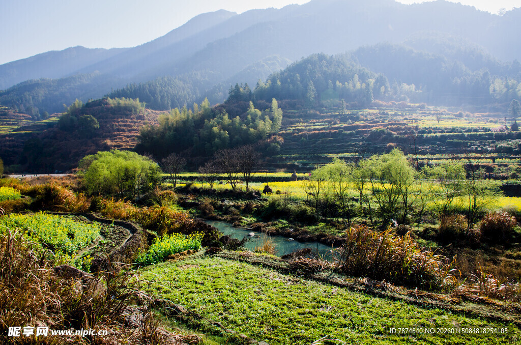 田园风光 山间多彩农田美景