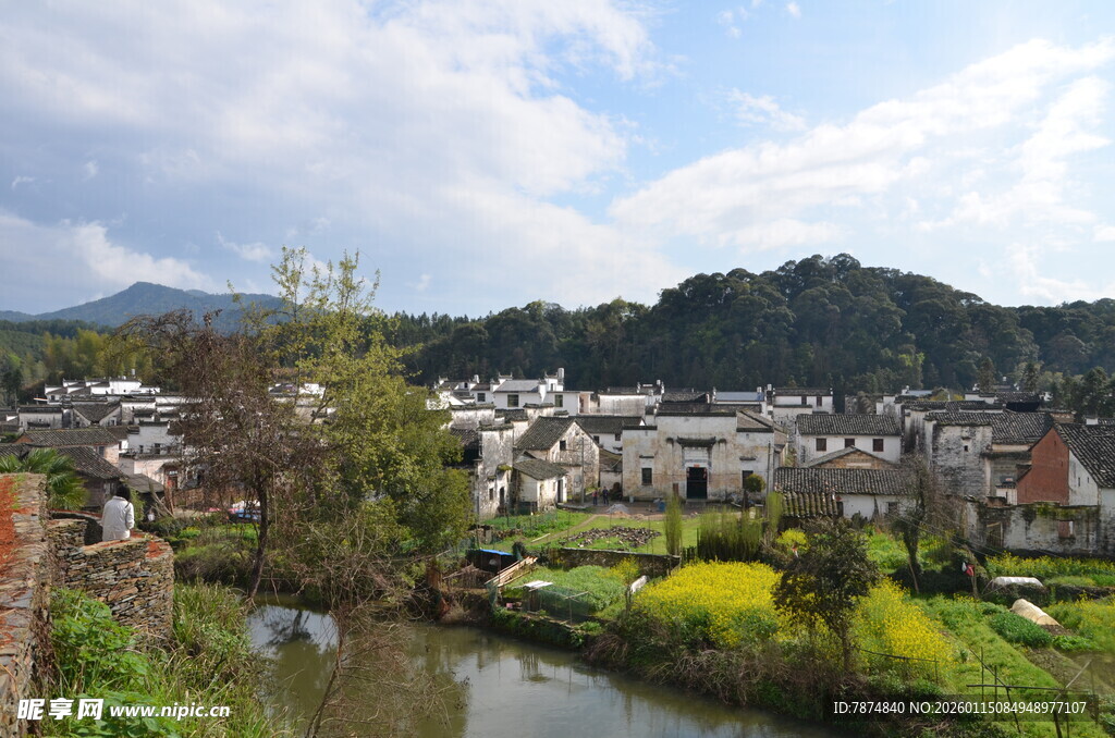 乡村河畔美景如画