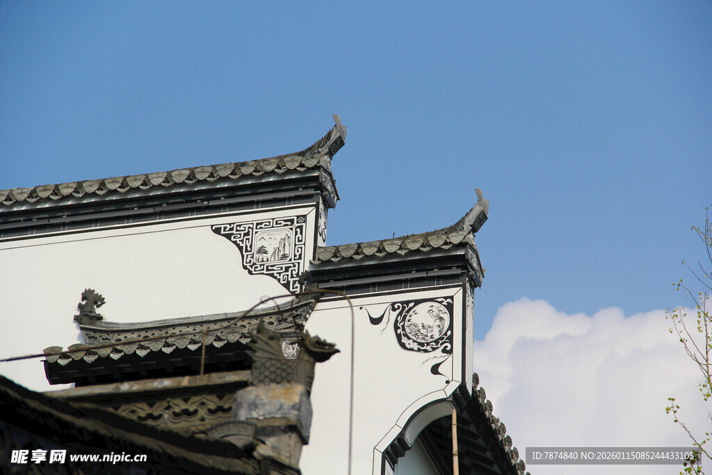 徽派建筑屋顶 古韵悠然