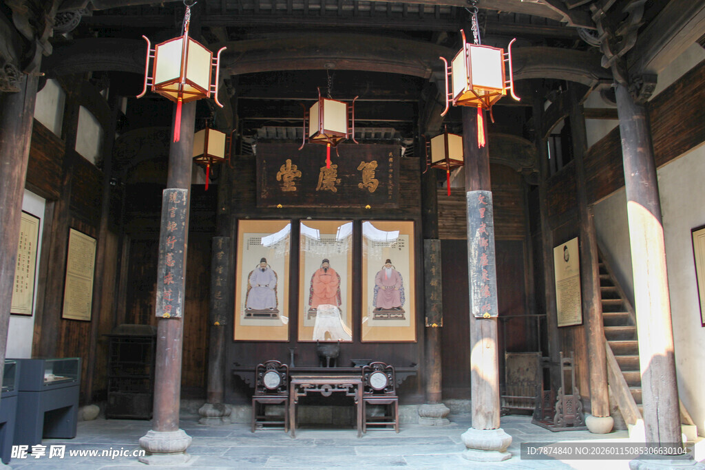 中式古建厅堂内景展示