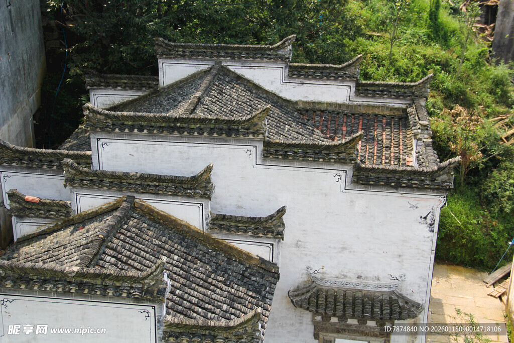 徽派古建筑屋顶风光