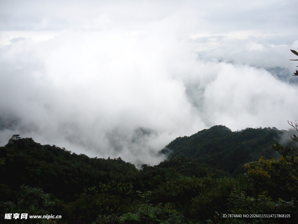 云雾缭绕的山峦美景