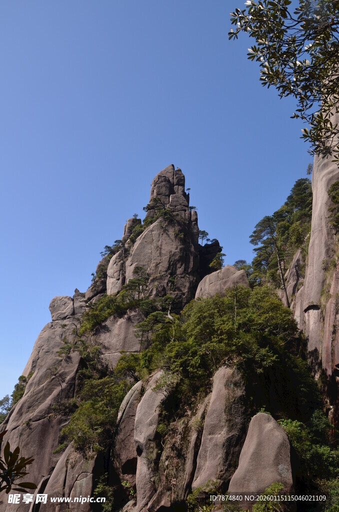 奇峰耸立伴绿植