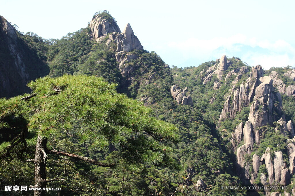 峻峭山峦间的葱郁绿意