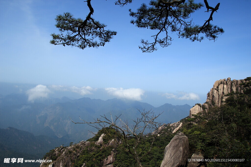 黄山美景 松与山峦云海