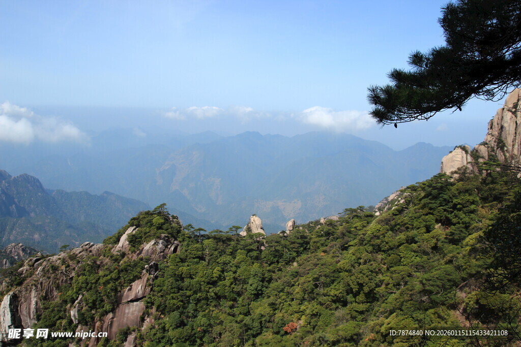 山巅美景 绿意盎然映蓝天