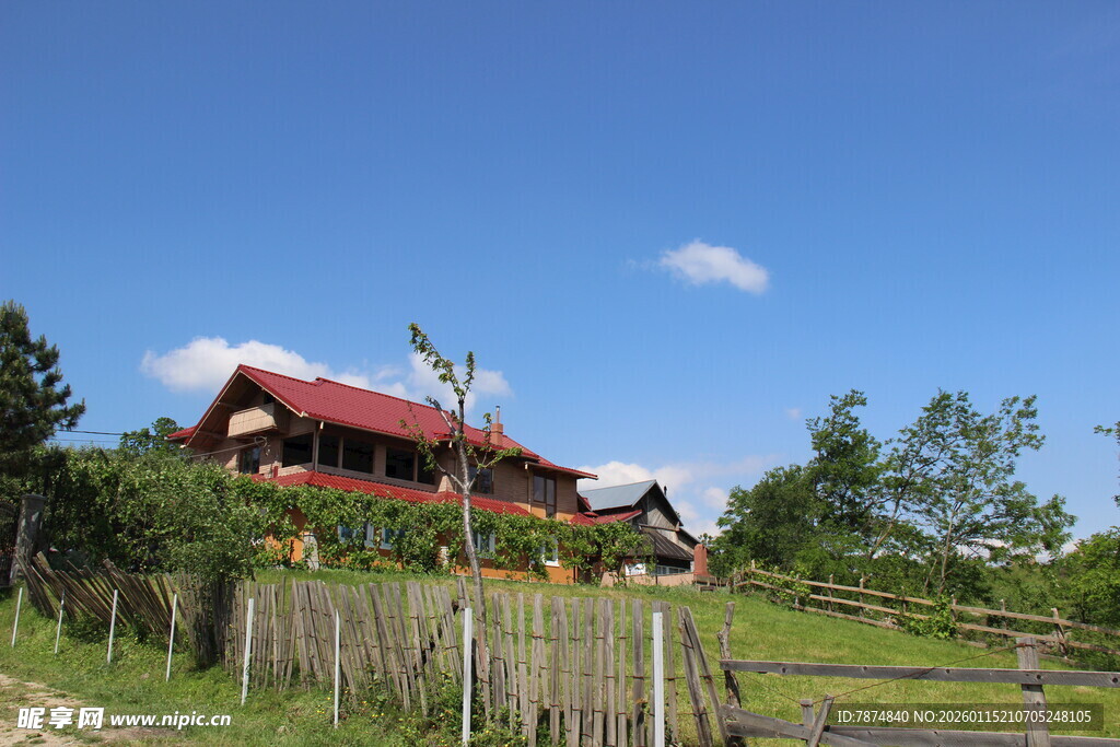 乡村田园小屋风景