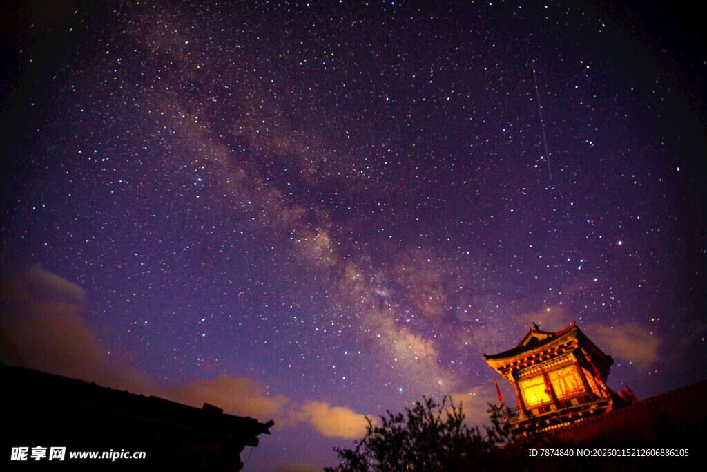 夜空下的灯火与璀璨星河