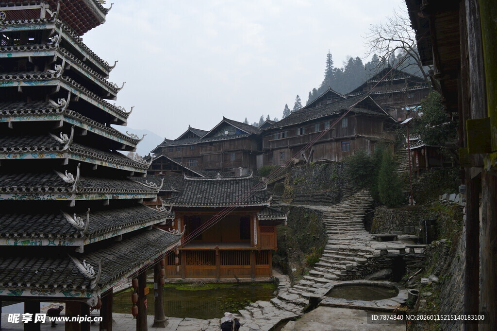 苗寨古建筑景观