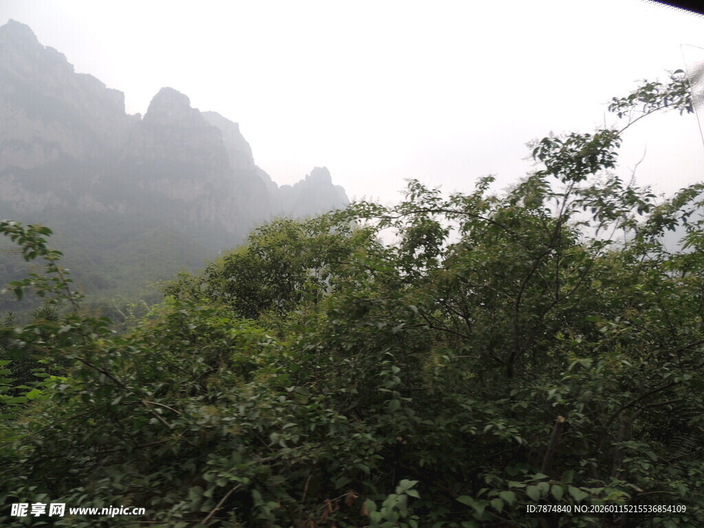 山林间的朦胧山峦景色