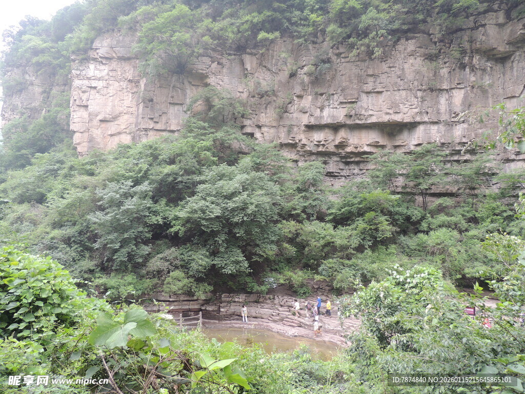 山间河谷绿意盎然景色