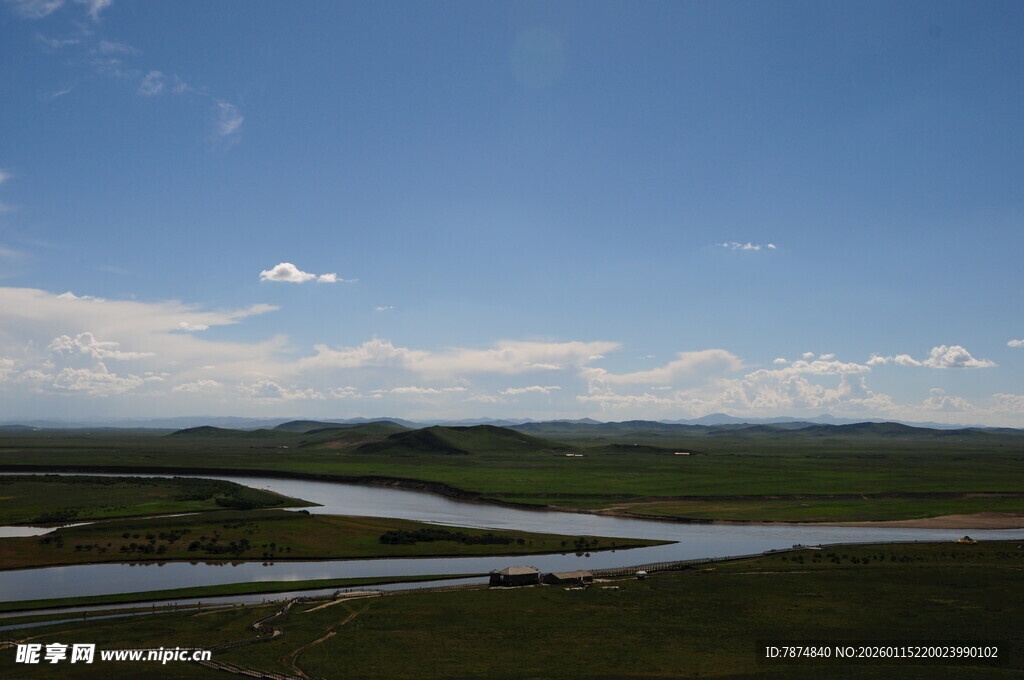 草原河流风光美景