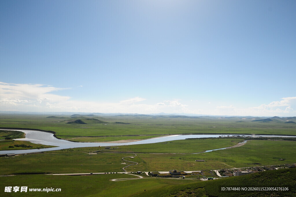 草原河流风光美景