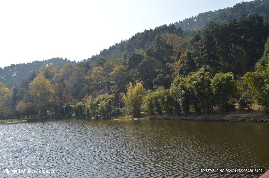 湖畔山林美景
