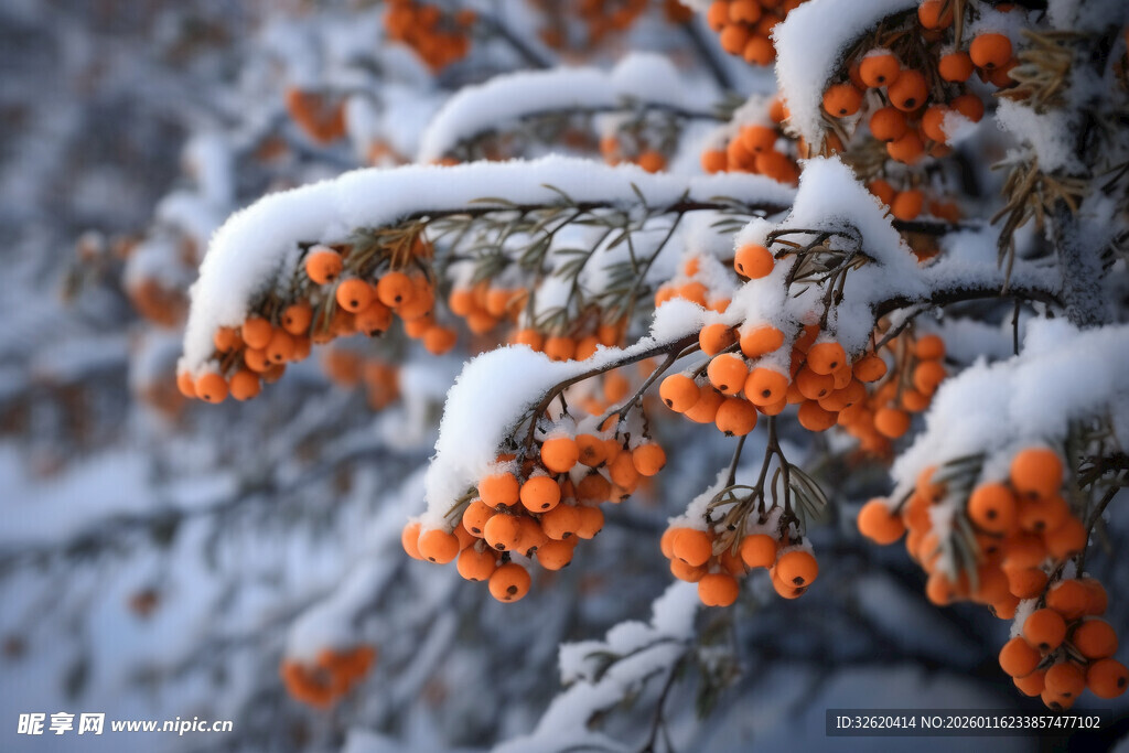 雪覆沙棘果