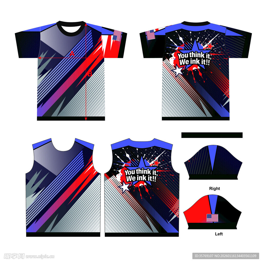 炫酷多彩运动T恤设计图