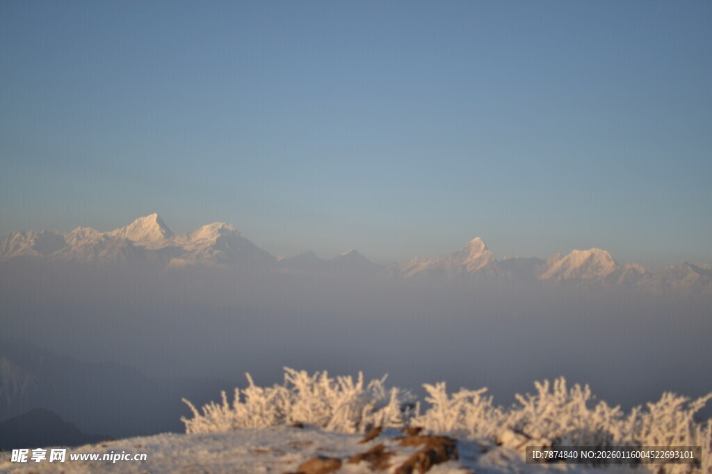 雪覆山峦 霜挂枝头美景