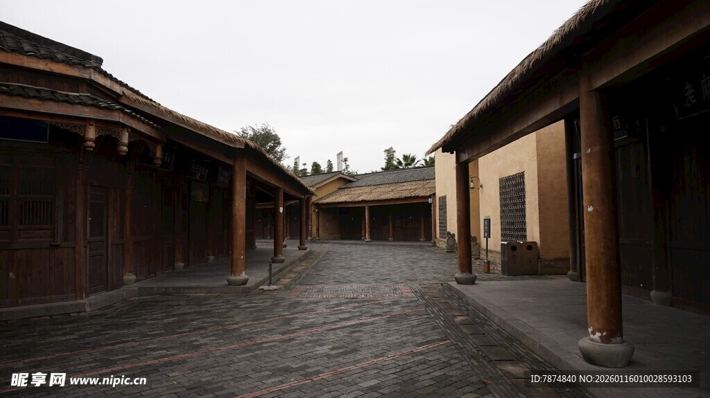 古式庭院回廊场景