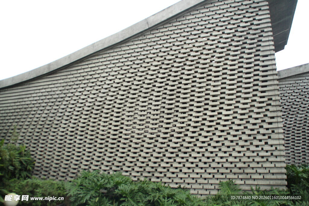 独特纹理砖砌建筑一角