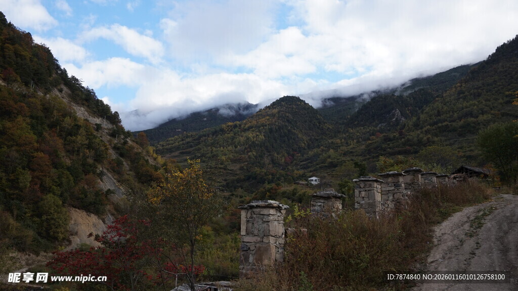 山间公路旁的多彩景致