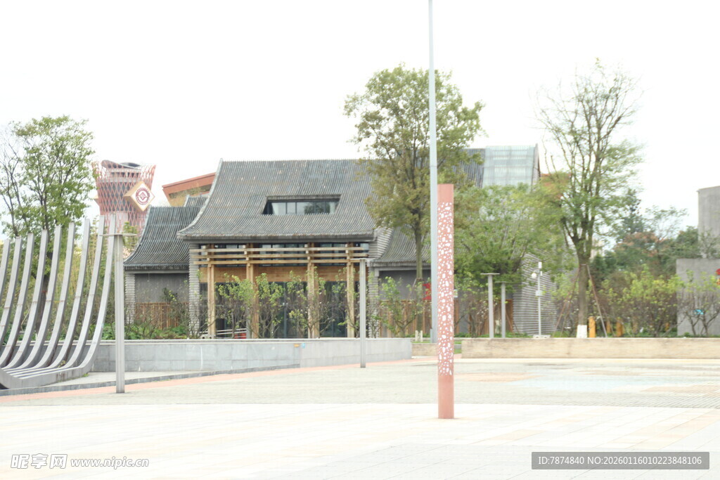 中式风格建筑外观景观