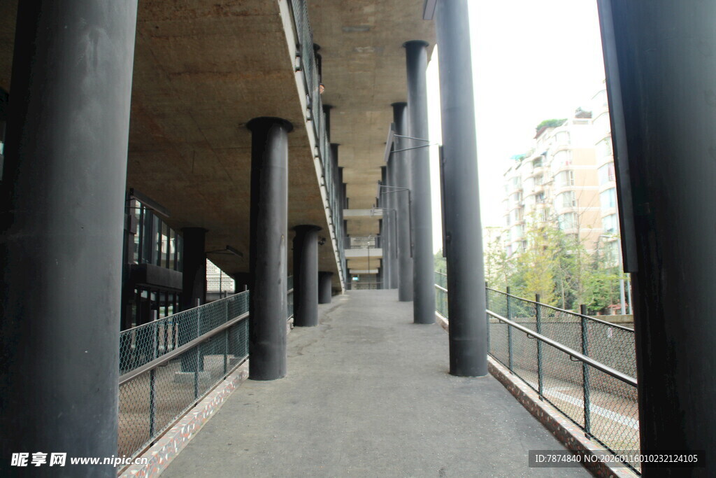 现代建筑走廊景观