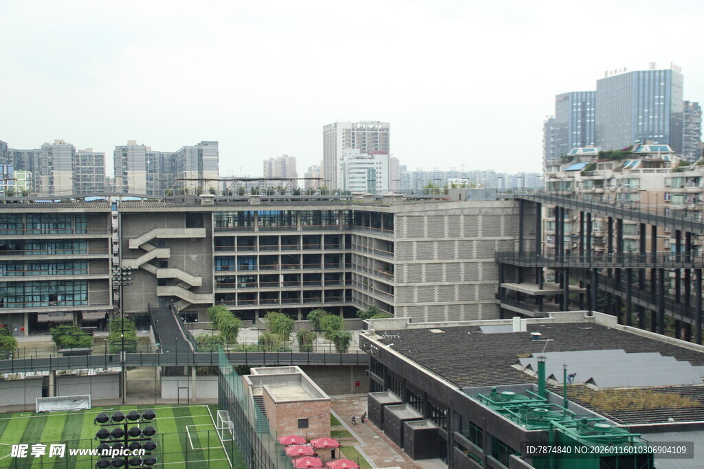 城市建筑群俯瞰景观