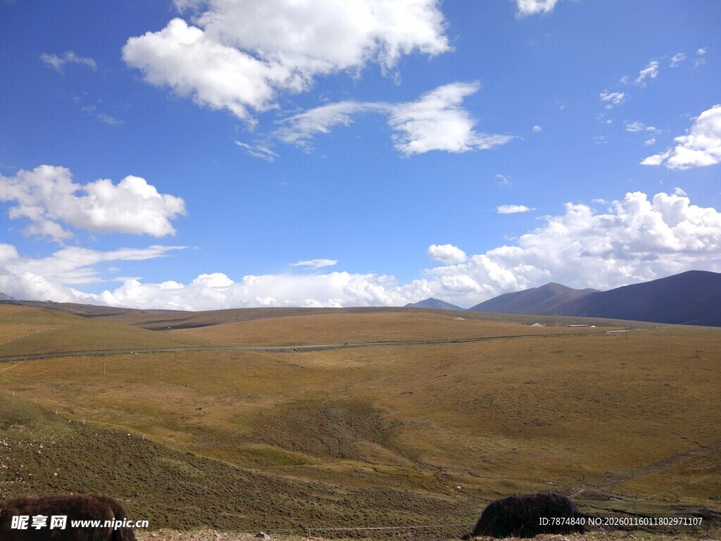 广袤草原上的蓝天白云