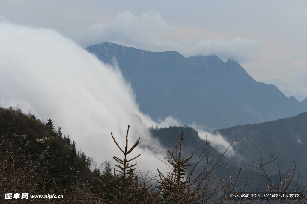 山间云雾缭绕的壮美景色