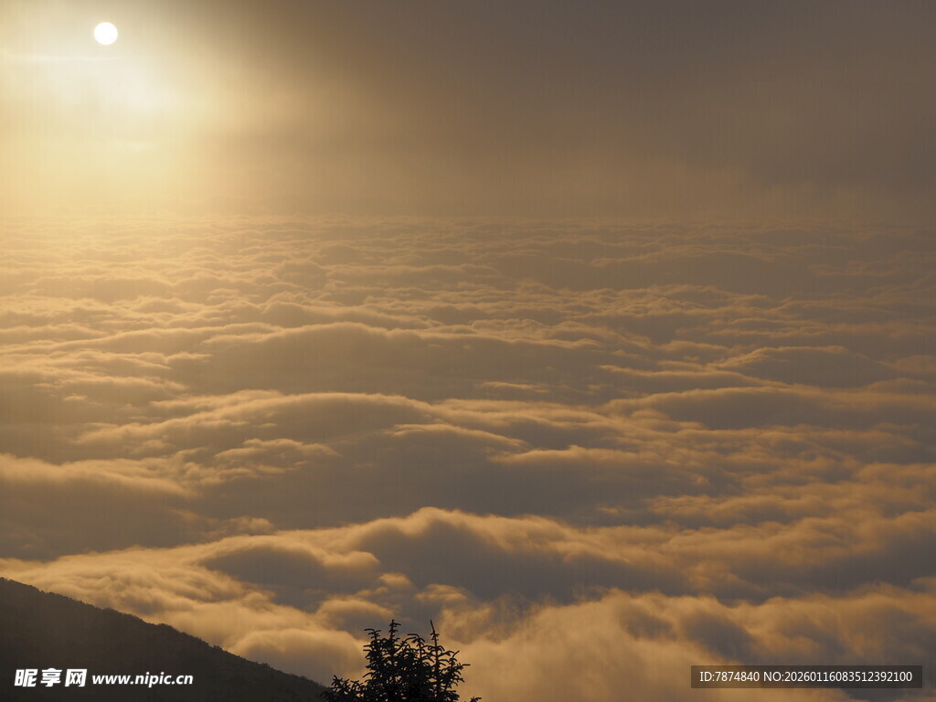 日出云海间的壮丽景致
