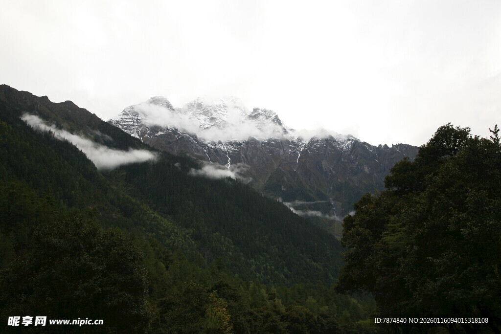 云雾缭绕的山间美景