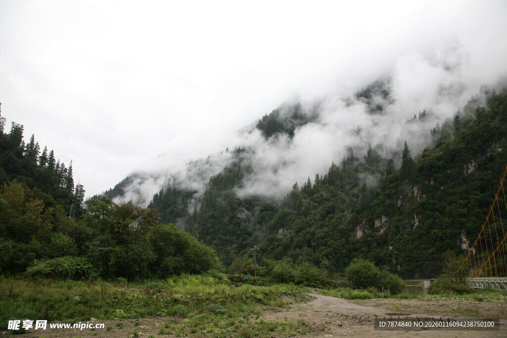 云雾缭绕的山间绿野