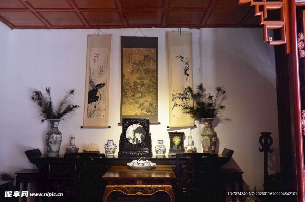 中式典雅室内陈设场景