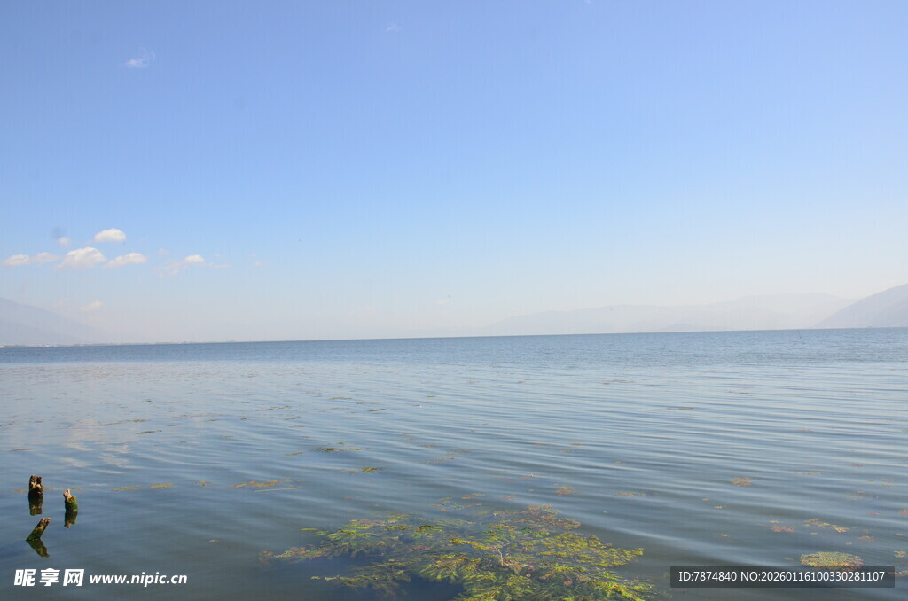 宁静湖面的开阔风光