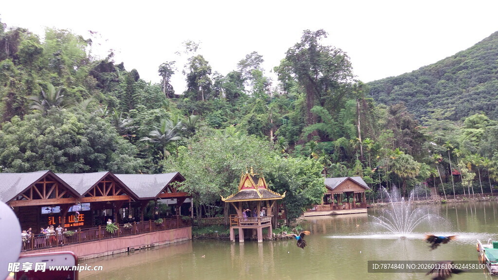 湖畔木屋景致 自然风情