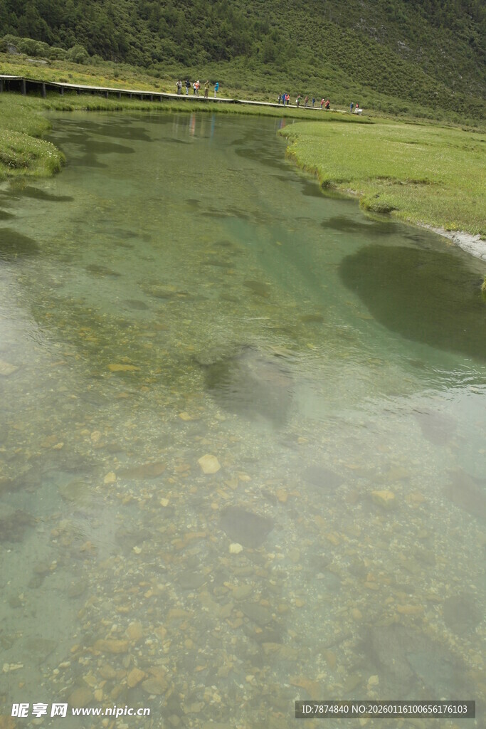 清澈见底的山间浅溪