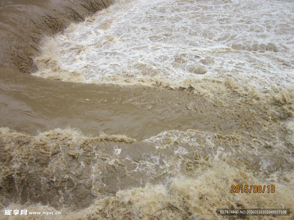 汹涌澎湃的湍急水流
