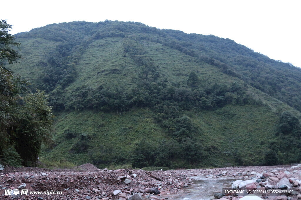 青山下的河谷景象